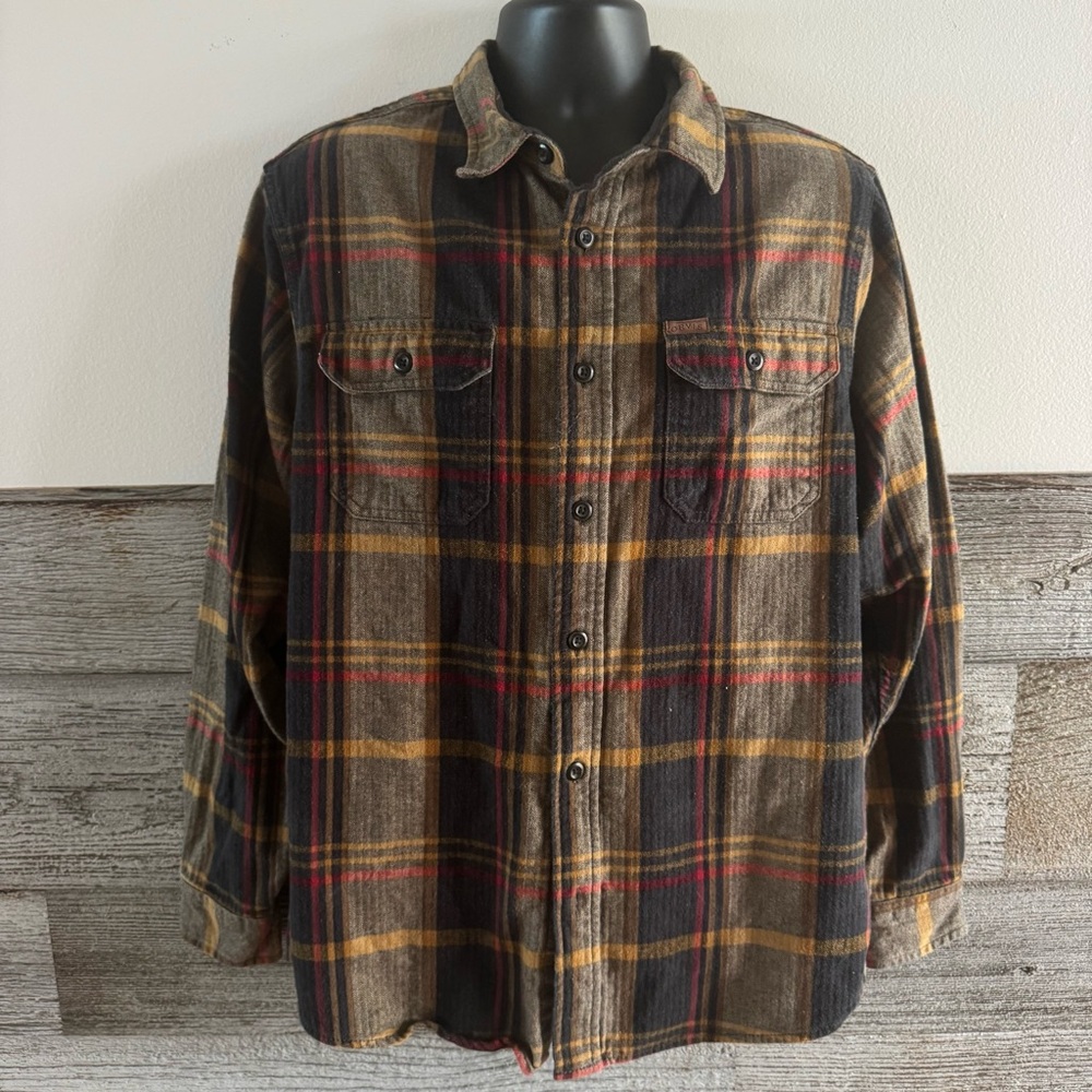 Orvis Men’s Flannel Shirt Jacket L Large Plaid Button Front Outdoor Casual (H1)